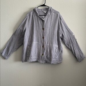 J Jill Cotton-Gauze Hooded Jacket 2X